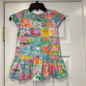 Lilly Pulitzer Girl Brissa Dress Multi Color Lilly State Of Mind Print Small 4/5